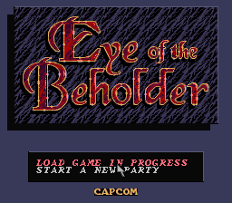 Advanced Dungeons & Dragons: Eye of the Beholder title screen for Super Nintendo